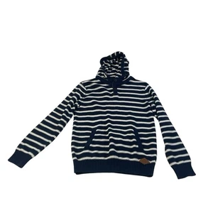 H&M L.O.G.G. Kids Navy White Striped Knit Hoodie Sweater 10-12Y Cotton - Picture 1 of 8
