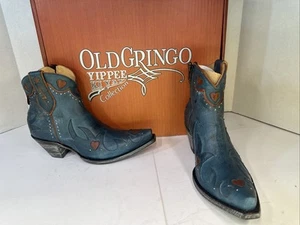 OLD GRINGO Yippee Kiyay Love & Paranoia Blue Cowboy Boots 7.5 B NEW WITH BOX - Picture 1 of 13