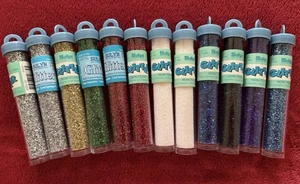Menge 12 GLITZER Tuben verschiedene Farben insgesamt 0,77 Unzen Bastelbedarf NEU Wert $60 - Bild 1 von 4
