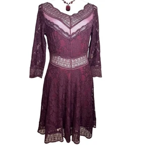 Vestido Free People Bordado Encaje M Cachicho Transparente Hada Renacimiento Feria Boho - Imagen 1 de 13