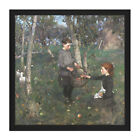 Guthrie Children In The Orchard Painting Square Framed Wall Art 16X16 In