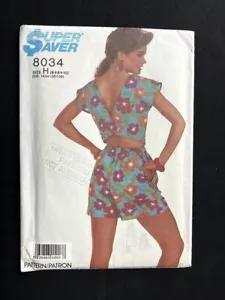 Super Saver 8034 Misses Top & Shorts Easy Vintage 1987 Pattern size 6-10 Uncut - Picture 1 of 2