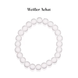 Weißer Achat Armband Edelstein Kugel 8 mm Powerarmband Heilstein Perlenarmband - Bild 1 von 6