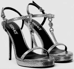 NIB Versace Medusa Tribute Logo Metallic Snake Platform Sandals Pumps 38 8 $1675 - Picture 1 of 23