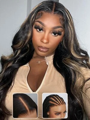 UNice Indian Bye Bye Knots Glueless Wear Go Wig Highlights Body Wave PreCut Lace - Image 1 of 4