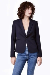 H&M womens size 0 Conscious Fitted Notch Collar Lined One Button Blazer black - Picture 1 of 11