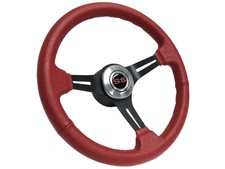 1969 - 1994 Chevy S6 Steering Red Leather Wheel Resto Kit | Red SS Emblem