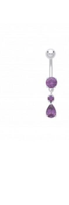 Argento Sterling Zirconia Cubica Viola Piercing per Ombelico - Immagine 1 di 1