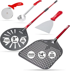 TKC Perforierte Pizzaschaufel Paket mit 14 Zoll XL Schale und 9 Zoll Pizza Drehen P - Bild 1 von 12