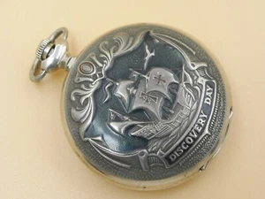 Rare Soviet Russian Molnija Pocket Watch Discovery Day CHRISTOPHER COLOMBUS  - Picture 1 of 4