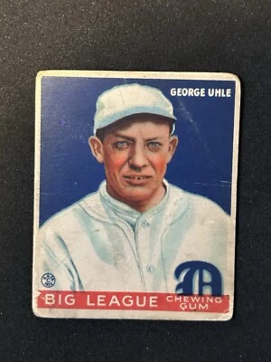 1933 Goudey Baseball Card Big League Chewing Gum - #100 George Uhle (RC) - Image 1 of 2