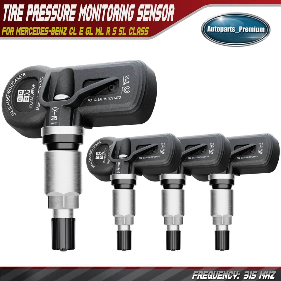Sensor de monitoreo de presión de neumáticos TPMS de 315 MHz 4 piezas para Mercedes-Benz CL550 E320 Foto 1 de 4