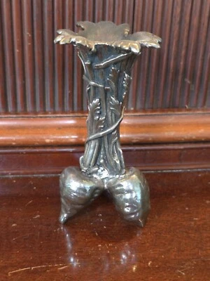 Jarrón vintage Christofle plateado bronce Trois Carottes Bud 4” decoración Francia  Foto 1 de 4