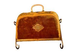 1908 Antique Rare Victorian Gold Velvet Double Door Travel Sewing Box Provenance - Picture 1 of 13