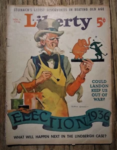 Liberty Magazine Nov 7, 1936 Scott Evans Cover Baby Lindbergh Case, - Imagen 1 de 12