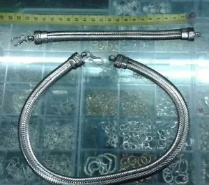 1 collar 49 cm, 1 pulsera 22 cm serpiente plateada india 1,3 cm india tíbet - Imagen 1 de 1