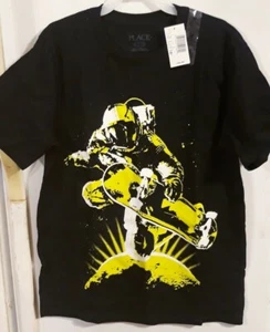 Boy Glow in The Dark Graphic Black Tshirt The Childrens Place Size M 7/8 - Picture 1 of 7