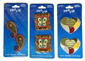 6 pc Appliques Patch It Up Boho Hearts Butterflies Paisley Iron On Craft New - Picture 1 of 2