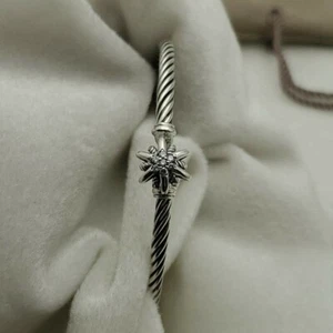 David Yurman Sterling Silver Diamond Starburst Bangle Bracelet size small - Picture 1 of 6