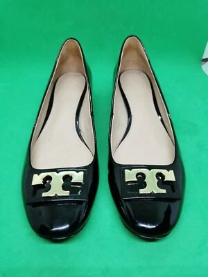 Bomba Tory Burch GIGI charol suave cuero negro tacón de 1 pulgada para mujer talla 8 M Foto 1 de 4