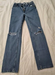 H&M Denim Jeans Girl Size US 14 Low Rise Straight Leg Distressed Classic Skater - Picture 1 of 4
