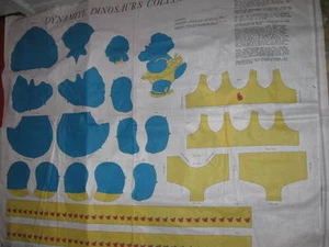 FABRIC Triceratops make blue DYNAMITE DINOSAUR w/ Yellow Clothes - Picture 1 of 3
