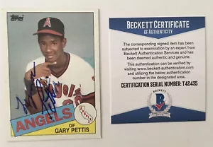 Scheda errore Lynn Pettis firmata autografata 1985 Topps Gary Pettis 497 BAS Beckett - Foto 1 di 1