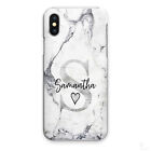 Personalised Grey Marble Phone Case;hard Cover Customised With Initials/name
