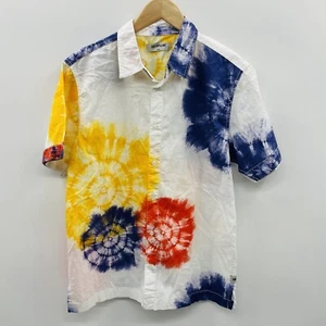 Caterpillar Mens Size Small Tie Dye Short-Sleeve Button Down Bowling Shirt 132 - Picture 1 of 5