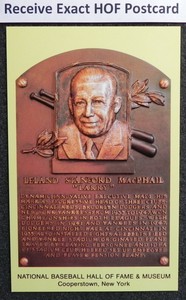 Lee MacPhail Hall-of-Fame Plaque Postcard _ Receive Exact Postcard