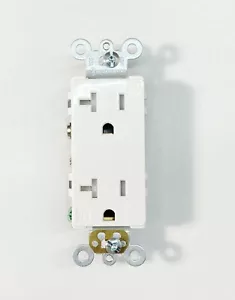 Salida de receptáculo decorativo 20A, resistente a la manipulación, autoconexión a tierra 5-20R blanco - Imagen 1 de 8