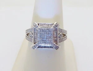 Anillo de diamantes para hombre aniversario natural meñique 1,12 quilates plata de ley talla 9 SR026 - Imagen 1 de 9