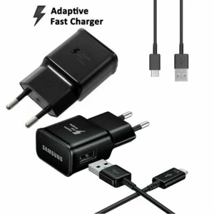 Genuine Samsung Charger 15W Fast Rapid EU Mains Plug USB C Cable In Black - Picture 1 of 24