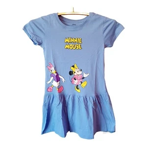 Disney Minnie Mouse Girls Fit & Flare Dress-6/6x-Blue-Daisy-Pluto-Mickey - Picture 1 of 5