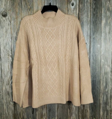 NUEVO Suéter Loft 20W 22W Para Mujer Tostado Camel Tejido con Cable Pullover Plus Foto 1 de 4