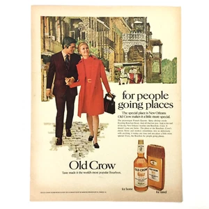 Old Crow Bourbon 1969 VINTAGE PRINT AD Whiskey People Going Places New Orleans - Bild 1 von 1