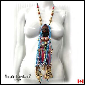 jewelry necklace original pendant ethnic african doll talisman layered lariat by