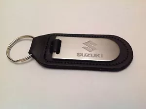 SUZUKI Key Ring Blind Etched On Leather - Picture 1 of 2