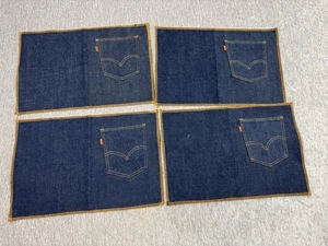 Vintage Levi’s Strauss Tischsets 4er Set Orange Tab Denim Trim Blau Jeans Retro - Bild 1 von 10