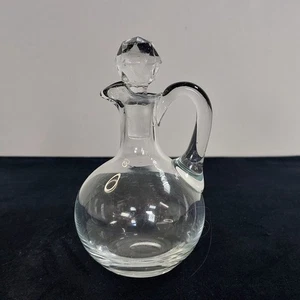 Blown Clear Glass Cruet Vinegar Oil Bottle With Faceted Stopper 15cm Height Vtg - Picture 1 of 11