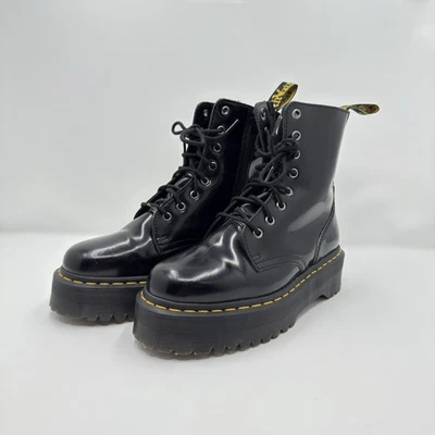 Botas de plataforma Dr Martens Jadon con cremallera para mujer 8 hombre 7 de cuero negro Foto 1 de 4