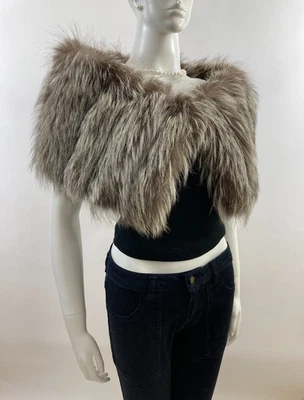 Красивый и мягкий Серебряный Fox меха надежном шаль украл - новый атласная подкладка - Изображение 1 из 4