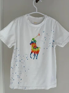 Polo Ralph Lauren T-Shirt Graphic Tee Casual White Multicolor Size 5 Kids - Picture 1 of 4