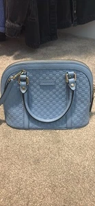 Gucci GG Leather GG Microguccissima Monogram Dome Bag Blue (us seller) - Picture 1 of 8