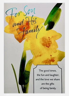 Tarjeta de Pascua para hijo y familia floral lámina metálica sello tarjeta de felicitación NUEVO Foto 1 de 4