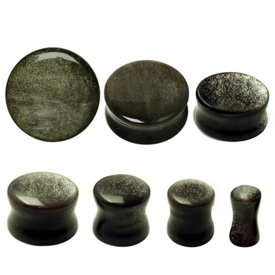 PAIR of Natural Golden Obsidian Stone Saddle Plug - Image 1 of 4