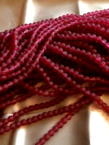 1 STRAND FROSTED GLASS BEADS-DARK RED-APPROX 6MM- CRAFTS/JEWELLERY MAKING - Picture 1 of 2