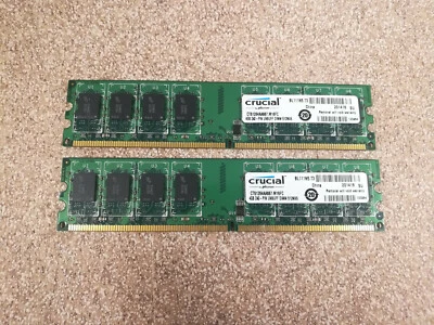 8GB CRUCIAL (2x4GB) DDR2 PC2-667 Desktop RAM / Memory CT51264AA667.M16FC - Photo 1/2