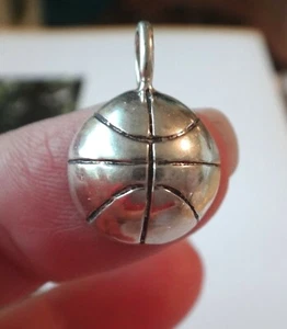 Sterling Silver 15mm round Basketball concave or hollow on the back Charm - Picture 1 of 5