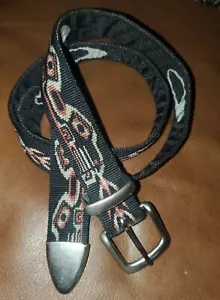 CROAKIES Geometric Tribal Belt Outdoor Gorp Blue/Black 36" Longest USA - Picture 1 of 11